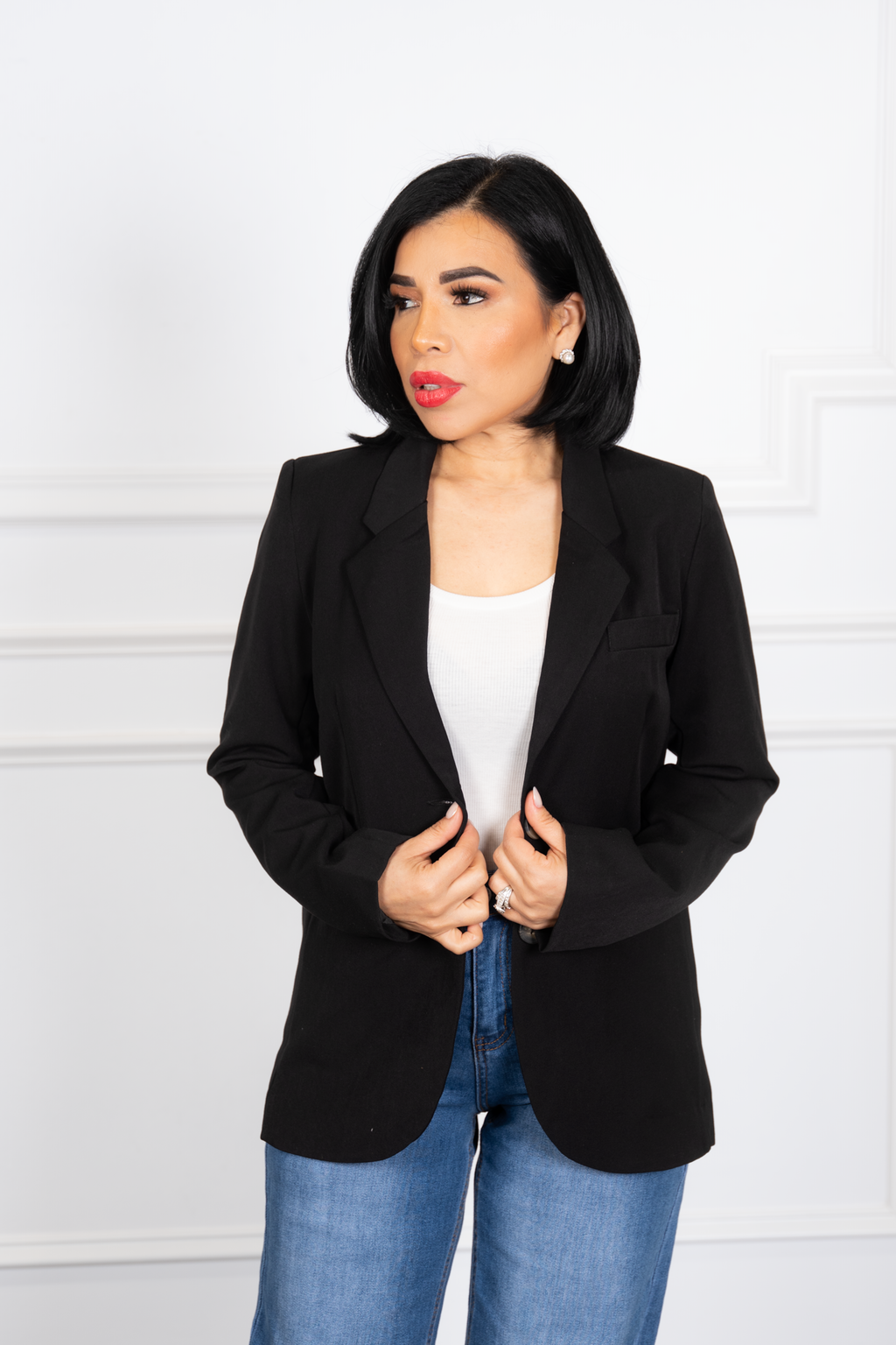 Tiara - Black Tailored Double-Button Blazer