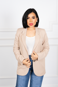 Tiara - Beige Tailored Double-Button Blazer