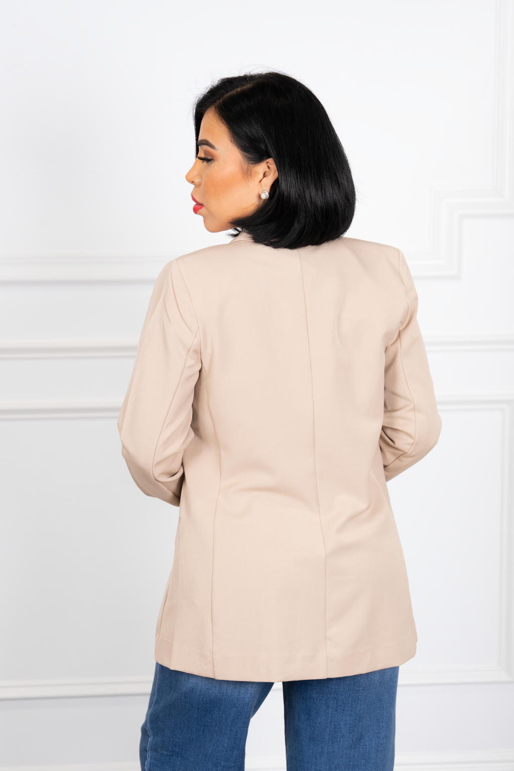 Tiara - Beige Tailored Double-Button Blazer