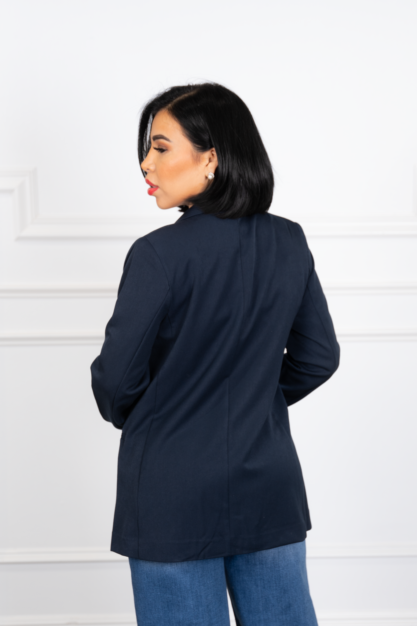 Tiara - Navy Tailored Double-Button Blazer