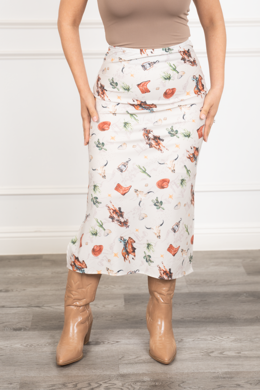 Jasmina - Western Print Midi Skirt