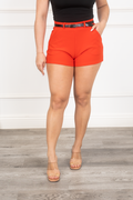 Patty - Red Belted Formal-Casual Shorts