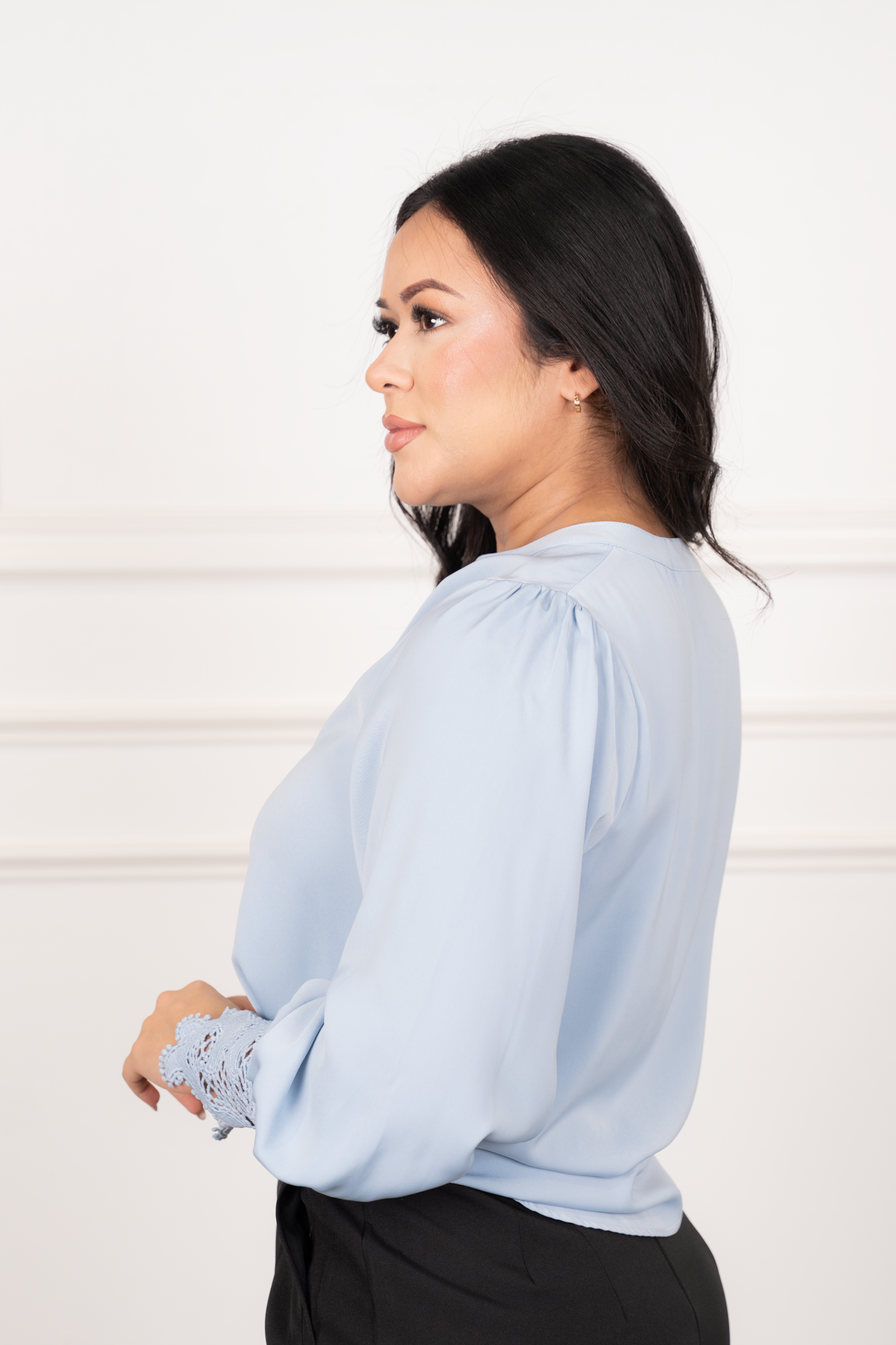 Amalia - Sky Blue Formal Lace Blouse