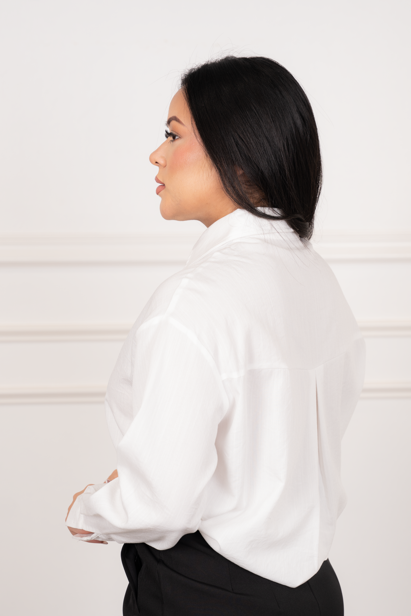 Iris - White Oversized Polo Blouse