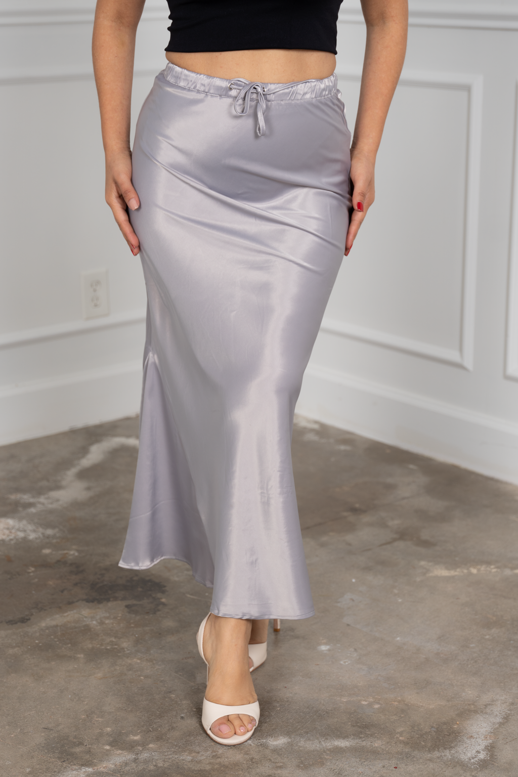 Lu - Gray Satin Mermaid Skirt