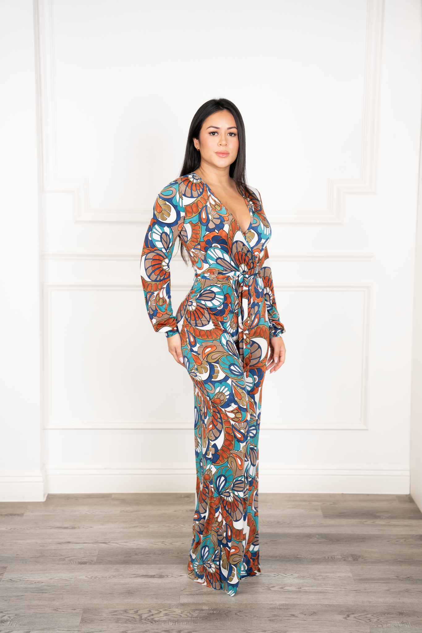Bella - Blue & Red Floral Wide-Leg Jumpsuit