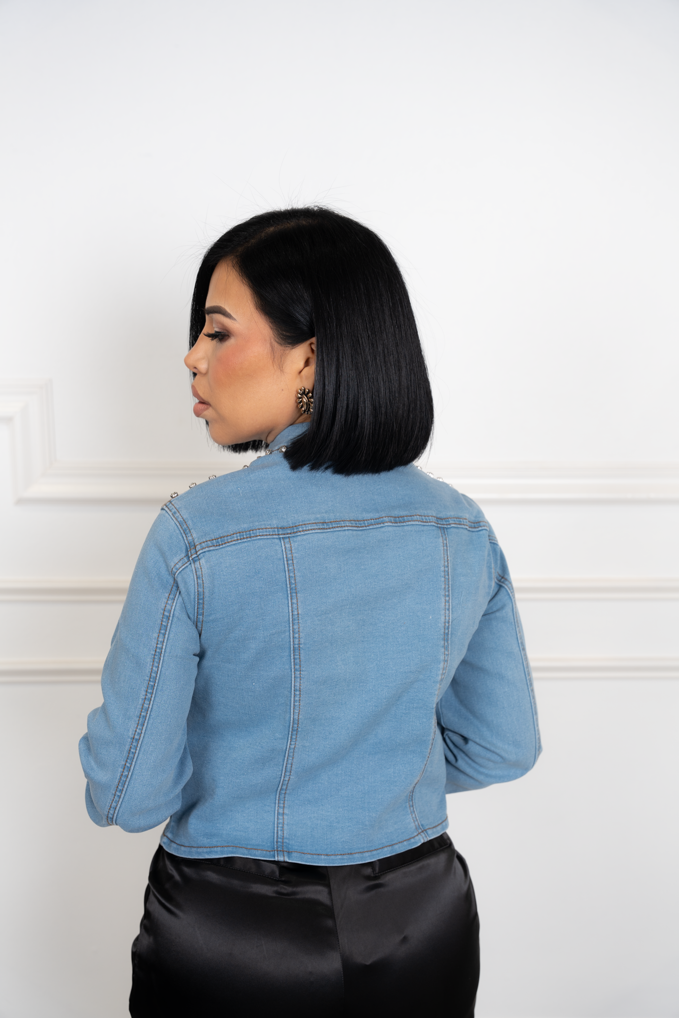 Ivette - Blue Embellished Denim Jacket
