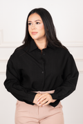 Iris - Black Oversized Polo Blouse