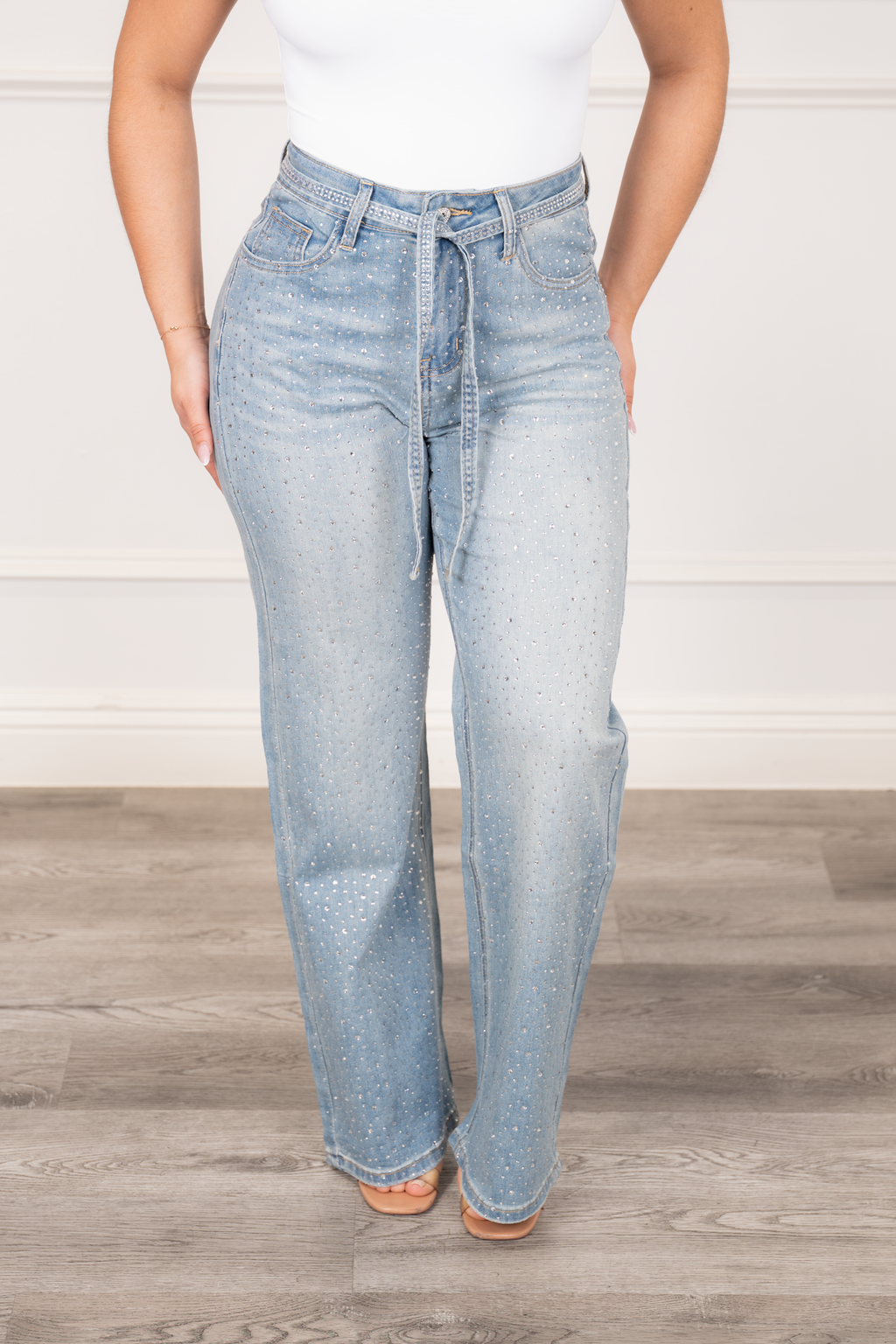 Marisol - Rhinestone Blue Denim Pants