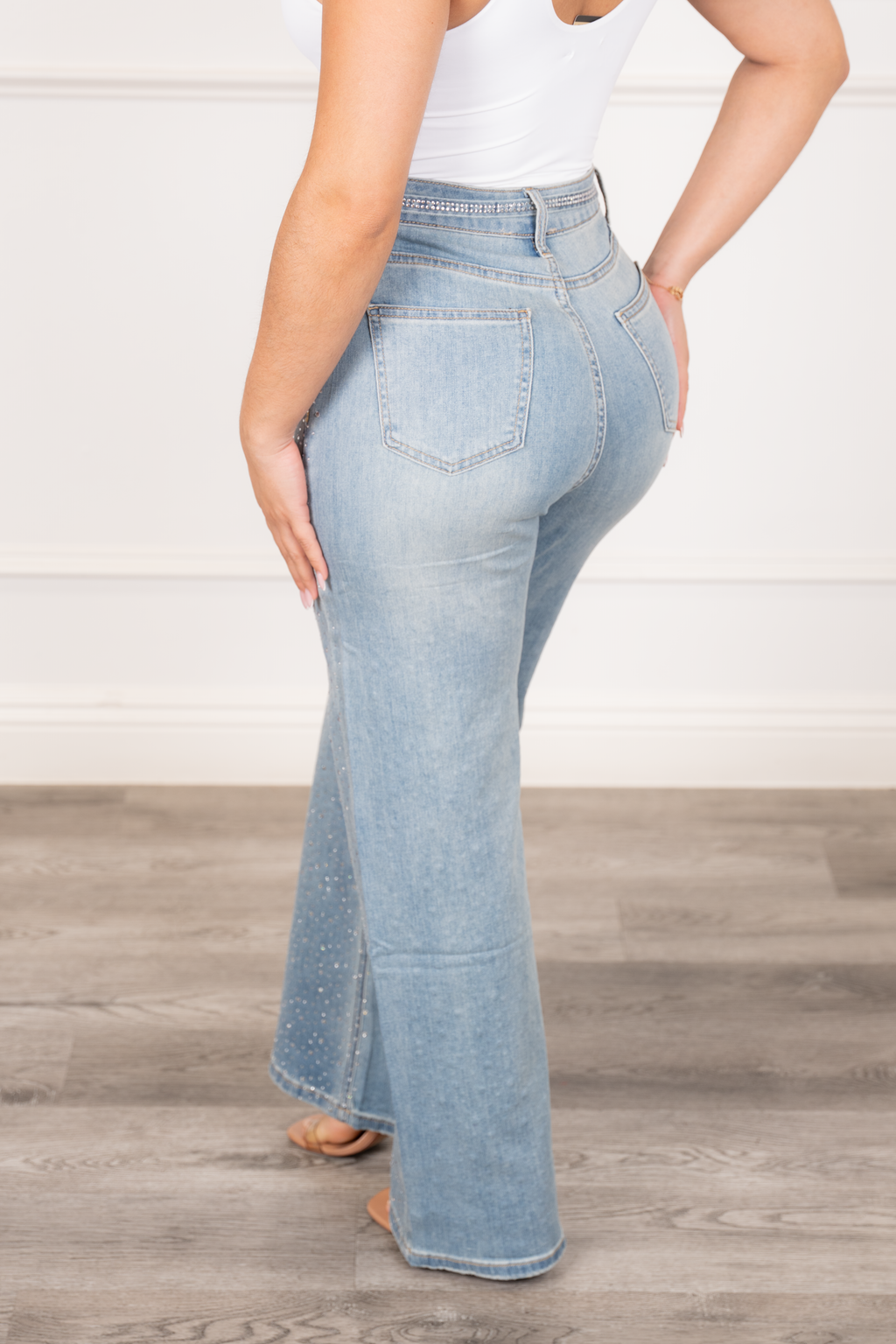 Marisol - Rhinestone Blue Denim Pants