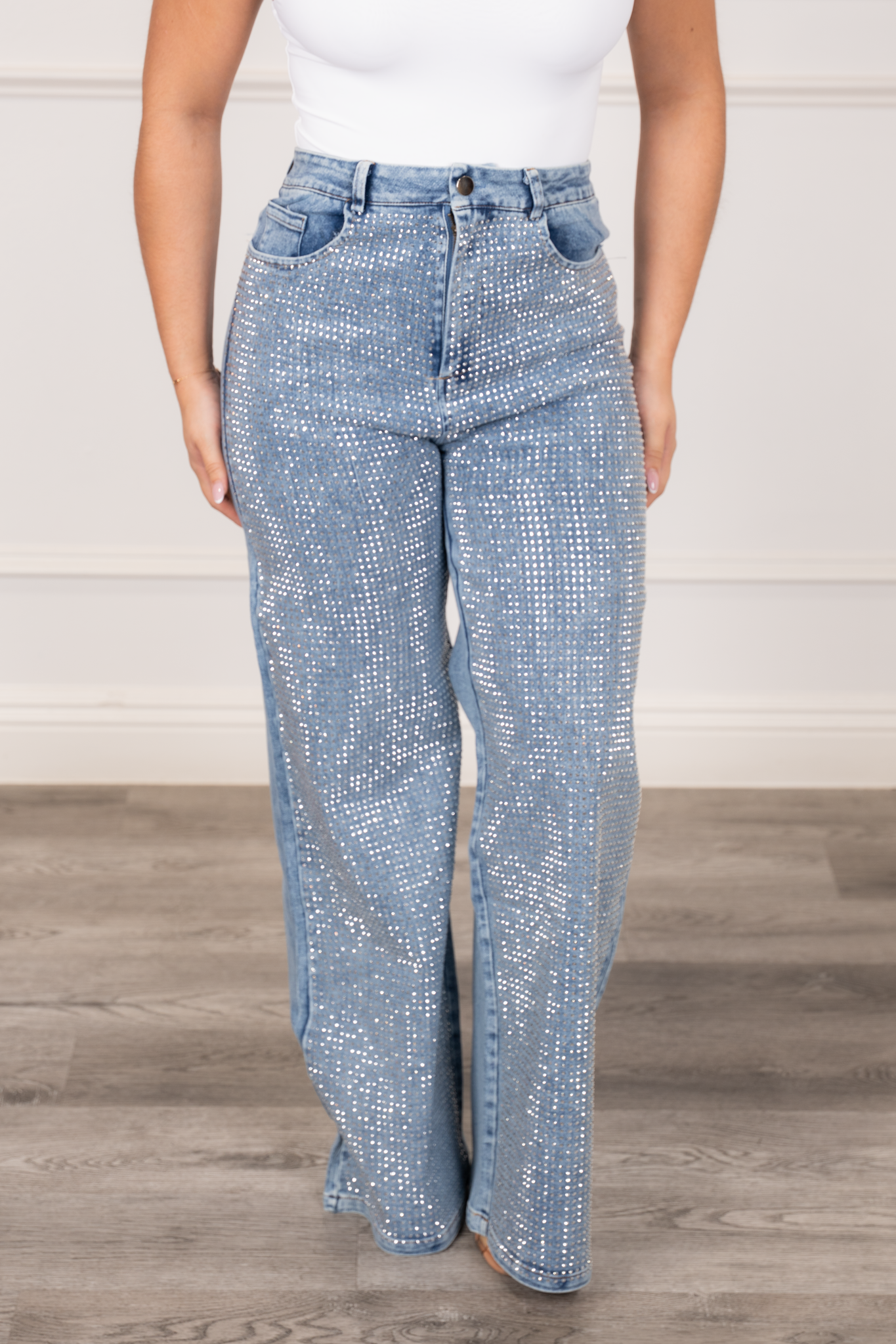 Ingrid - Blue Rhinestone Denim Pants