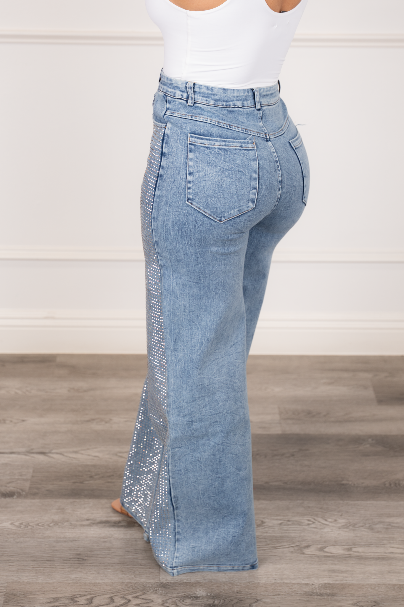 Ingrid - Blue Rhinestone Denim Pants