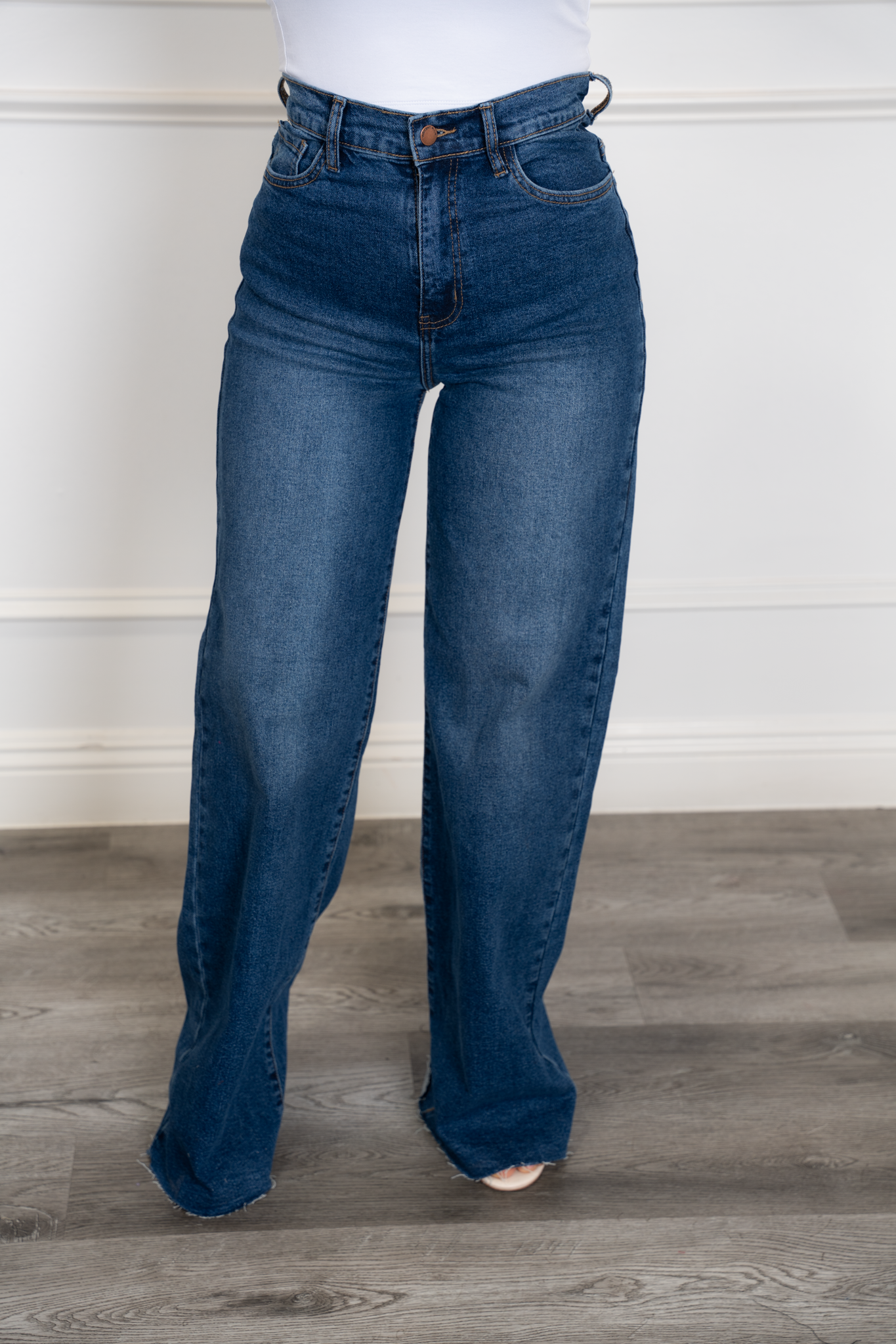 Nicky - Dark Blue Wide-Leg Denim Jeans