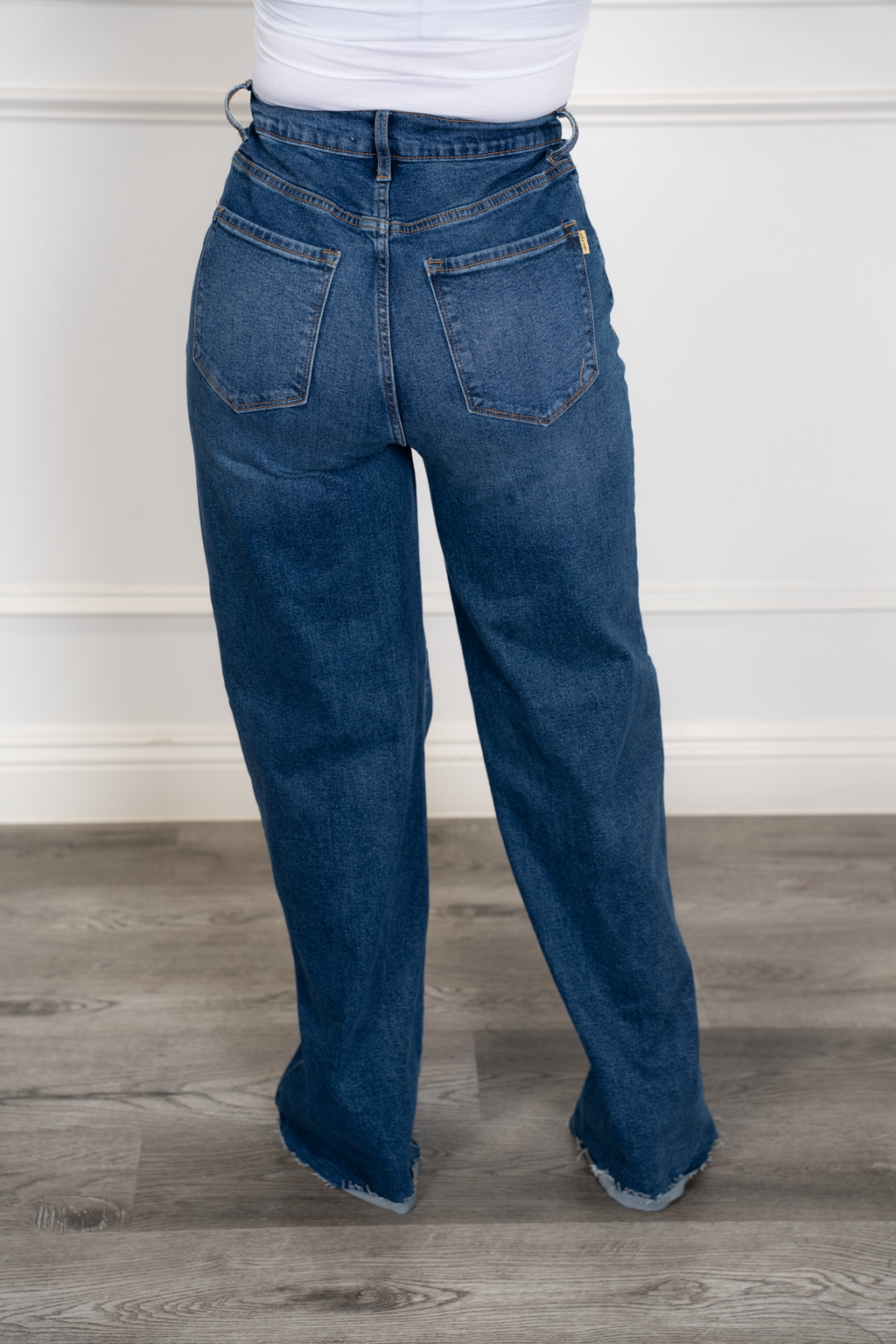 Nicky - Dark Blue Wide-Leg Denim Jeans