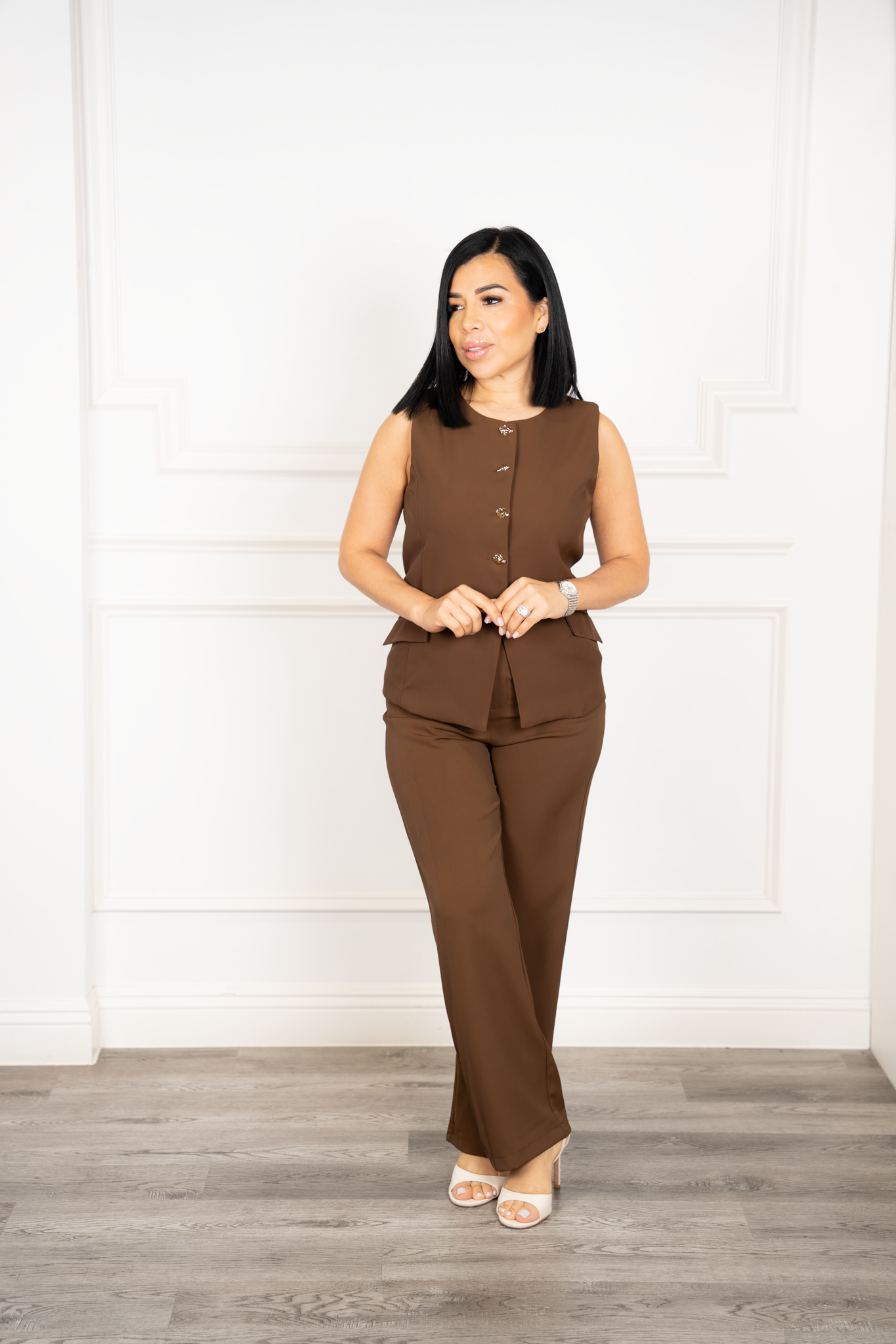 Roxana - Brown Two-Piece Set