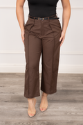 Paula - Brown Formal Capri Pants