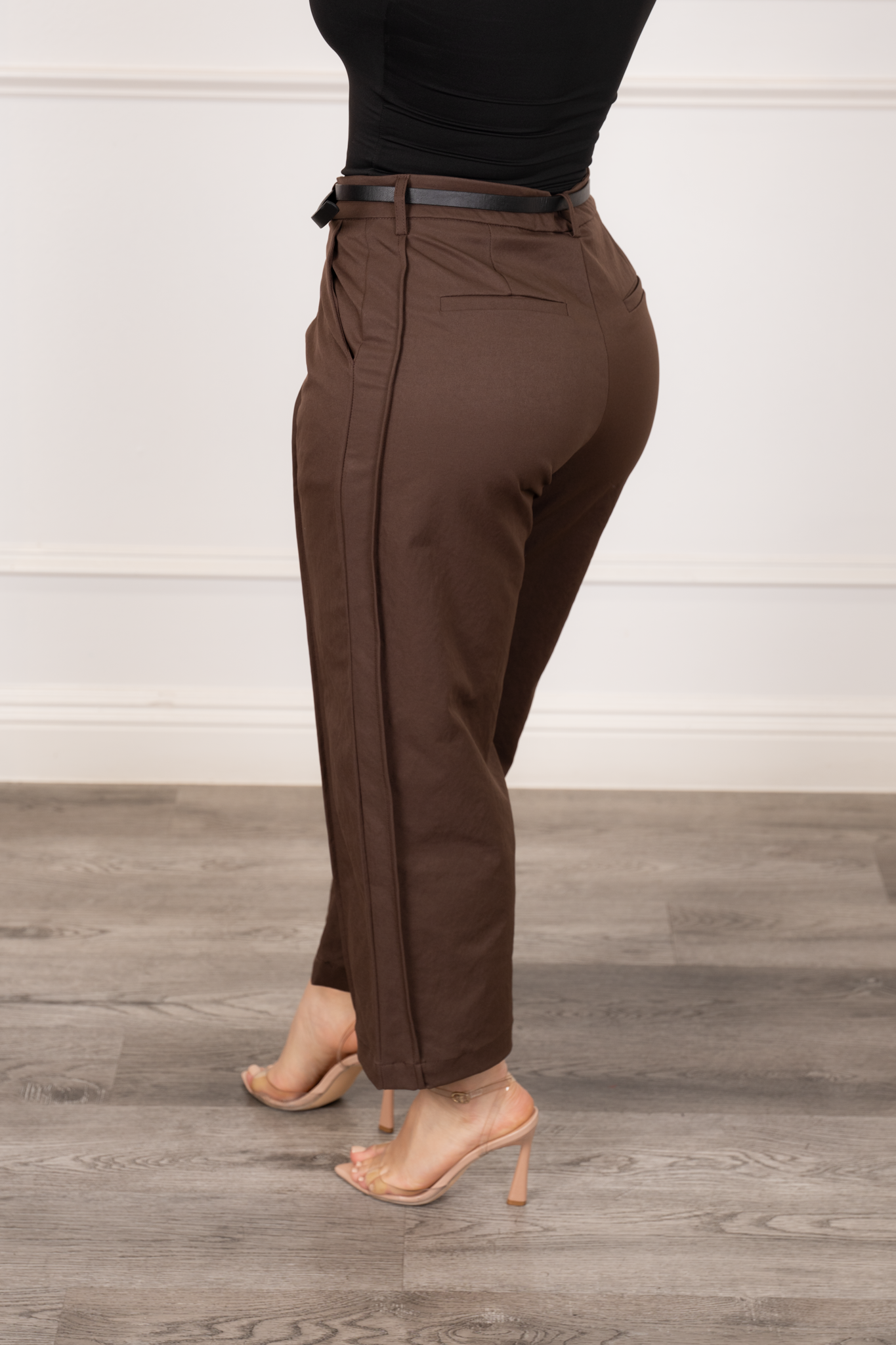 Paula - Brown Formal Capri Pants