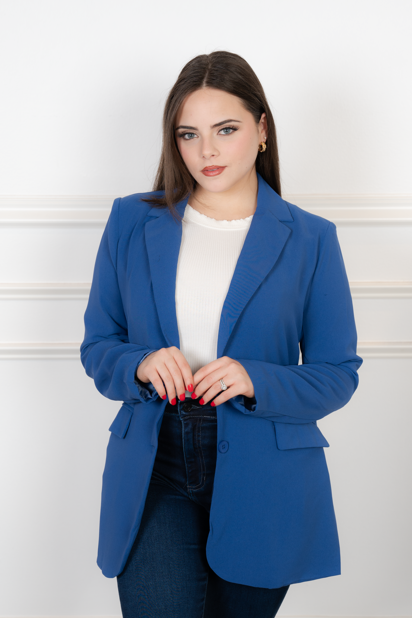 Camille Blue solid  Blazer