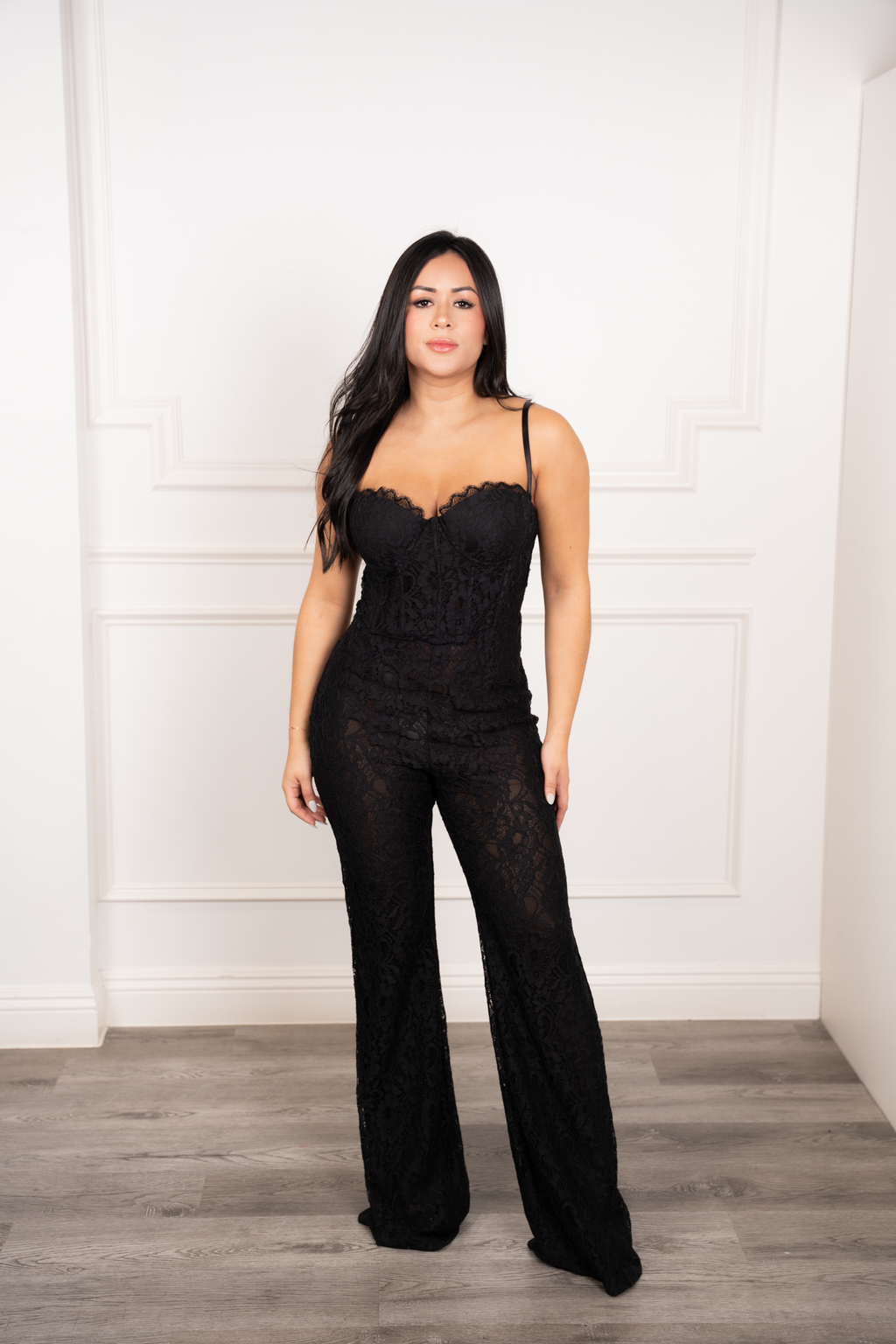 Ginette - Black Lace Wide-Leg Jumpsuit