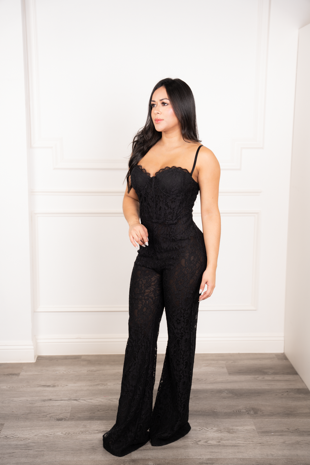 Ginette - Black Lace Wide-Leg Jumpsuit