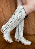 Priscilla - Beige Embroidered Leather Western Boots