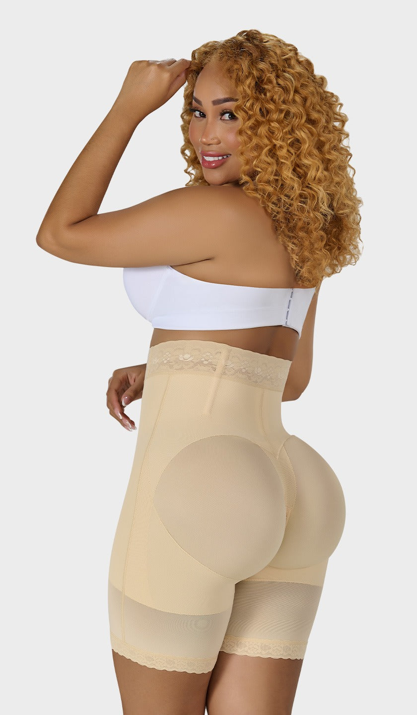 Maité  00728 - Beige Hourglass High-Waist Compression Shorts