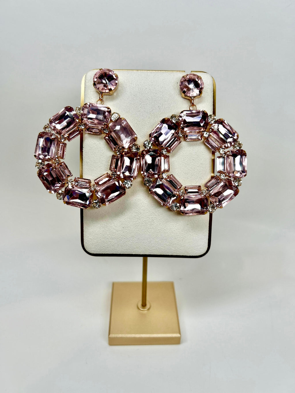 Luz - Pink Crystal Hoop Earrings