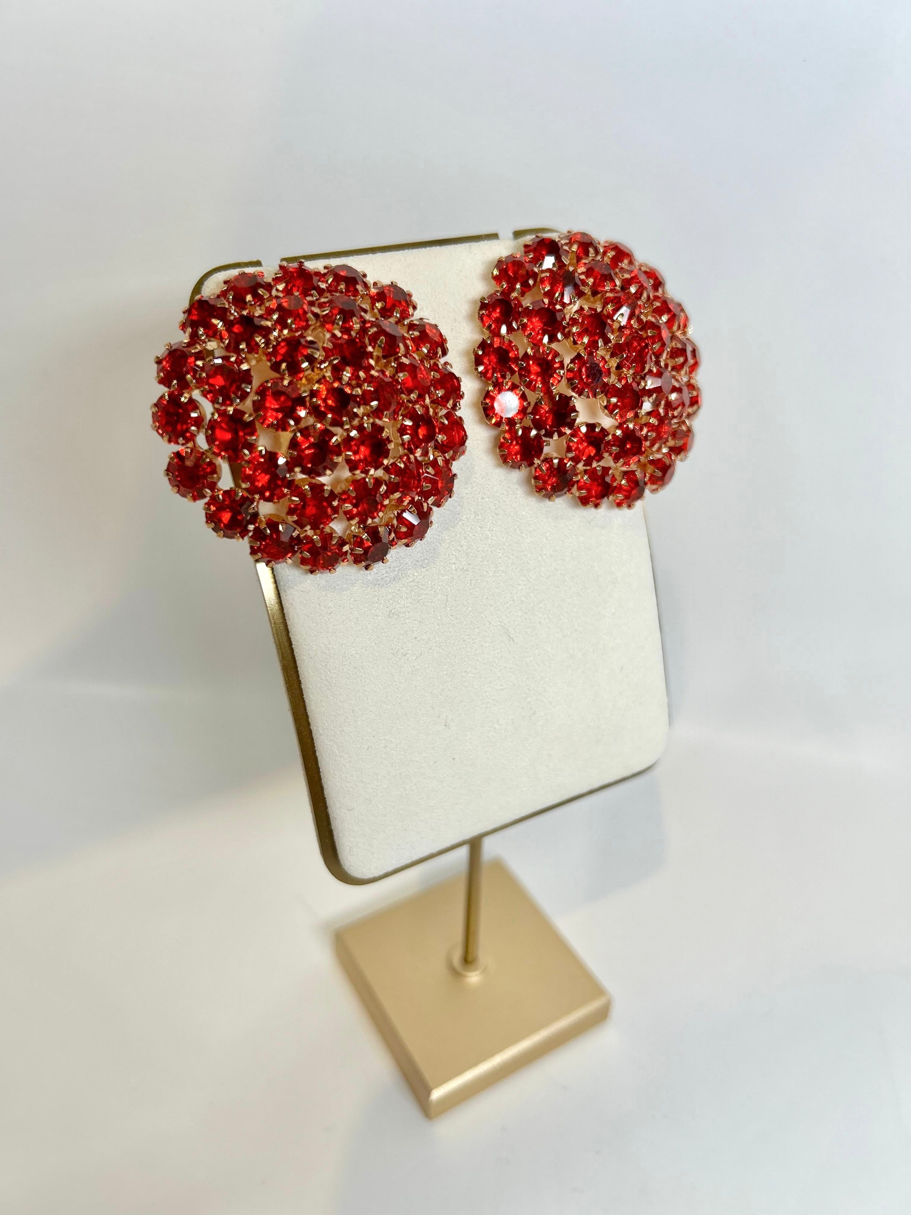 Adela - Red Sparkling Blooms Earrings